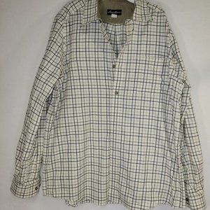 Eddie Bauer 100% cotton Ivory Green Plaid Men's size Large